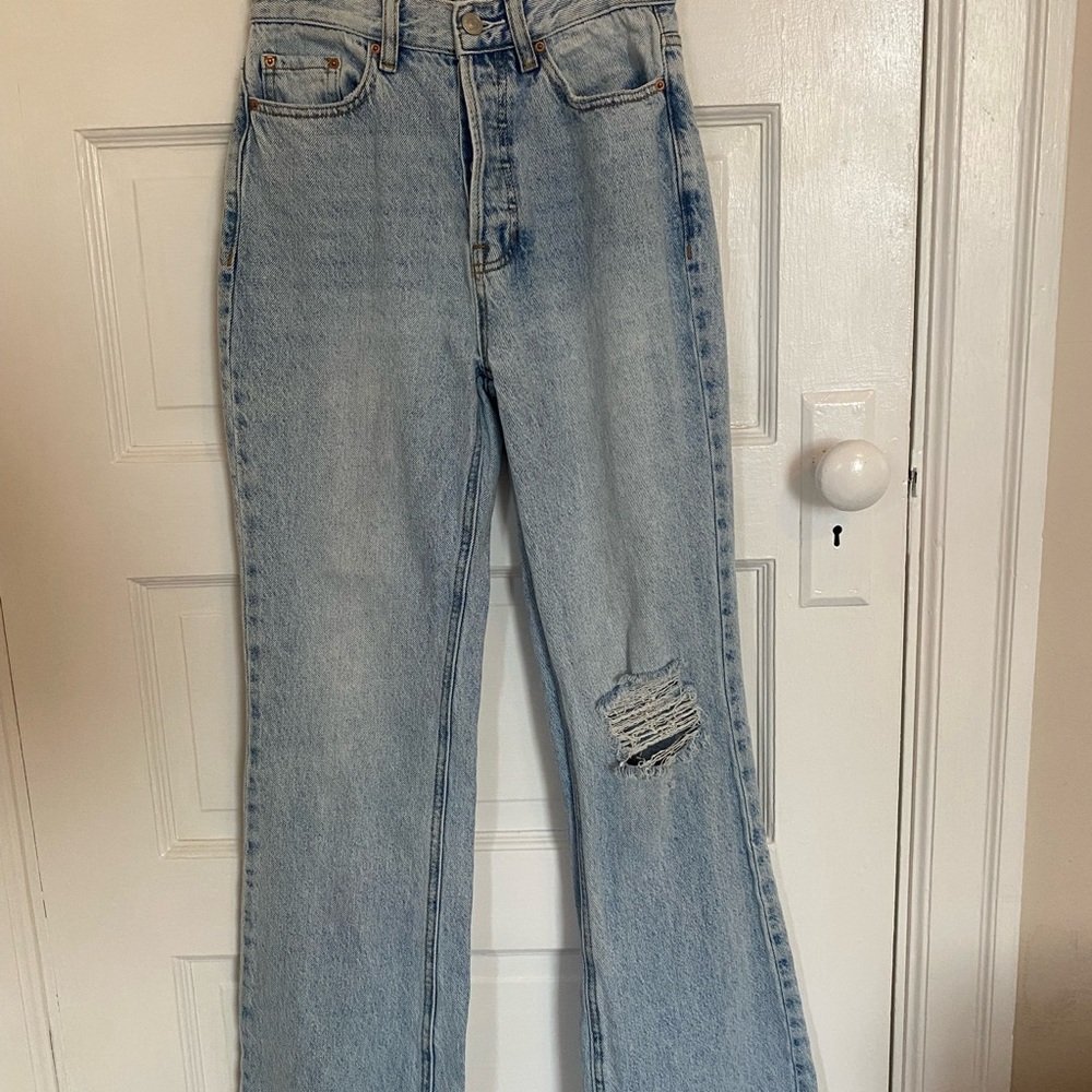 PacSun Light Blue High Rise Bootcut Distressed Jeans